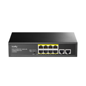 Cudy 8-Port Fast Ethernet 10/100M Unmanaged PoE+ Switch with 2 Gigabit Uplink Ports 120W - Desktop