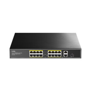 Cudy 16-Port Fast Ethernet 10/100M Unmanaged PoE+ Switch with 2 Gigabit Uplink and 1 SFP Port  200W - Rack Mount