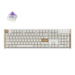 Keychron K10 HE 100% Hot-Swap Gateron Dbl-Rail Nebula Switch RGB Wireless Keyboard - White (Wood + Al)